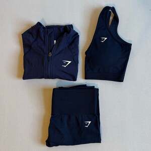 Gymshark 3 Piece Seamless Activewear Bundle Sports Bra Leggings Zip Pullover S
